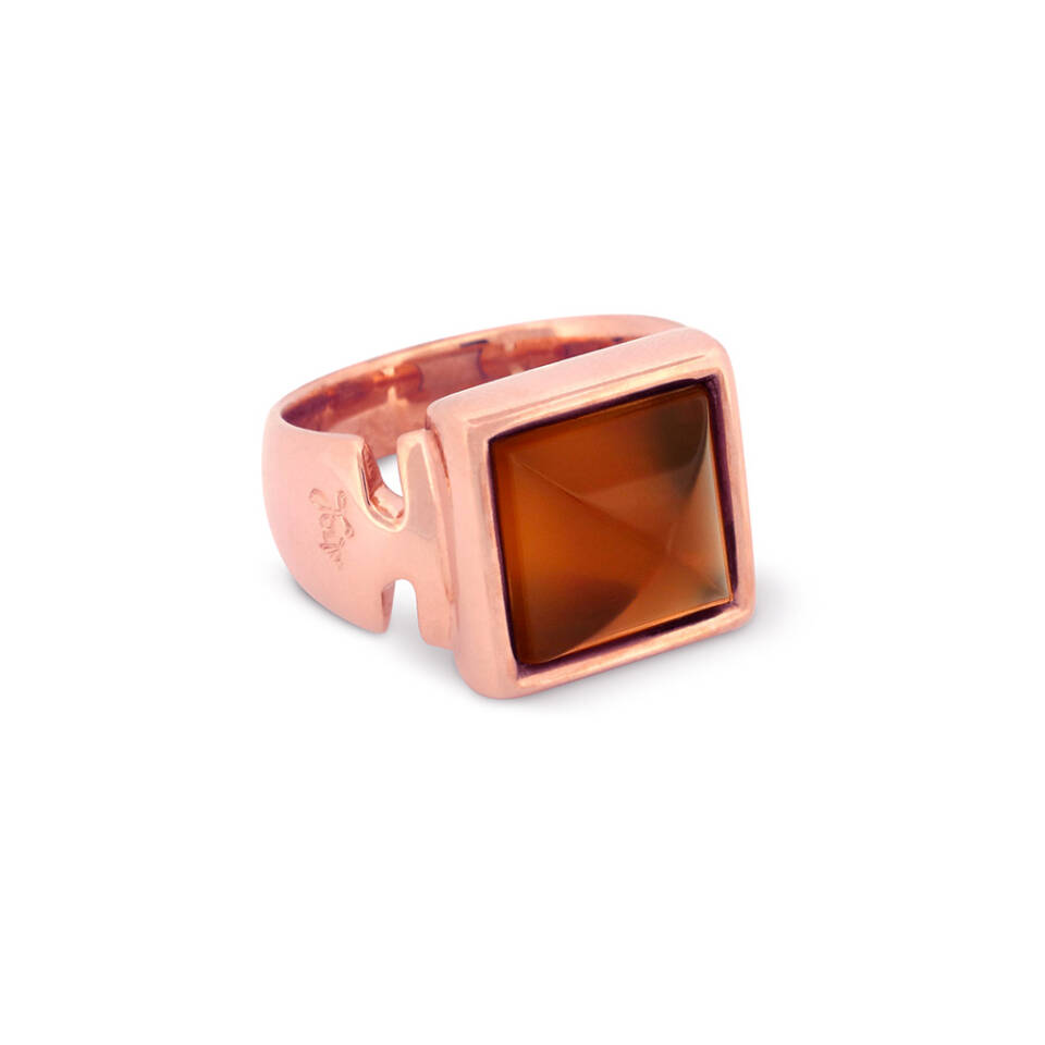 Anello Cleo quarzo cognac e argento dorato rosa